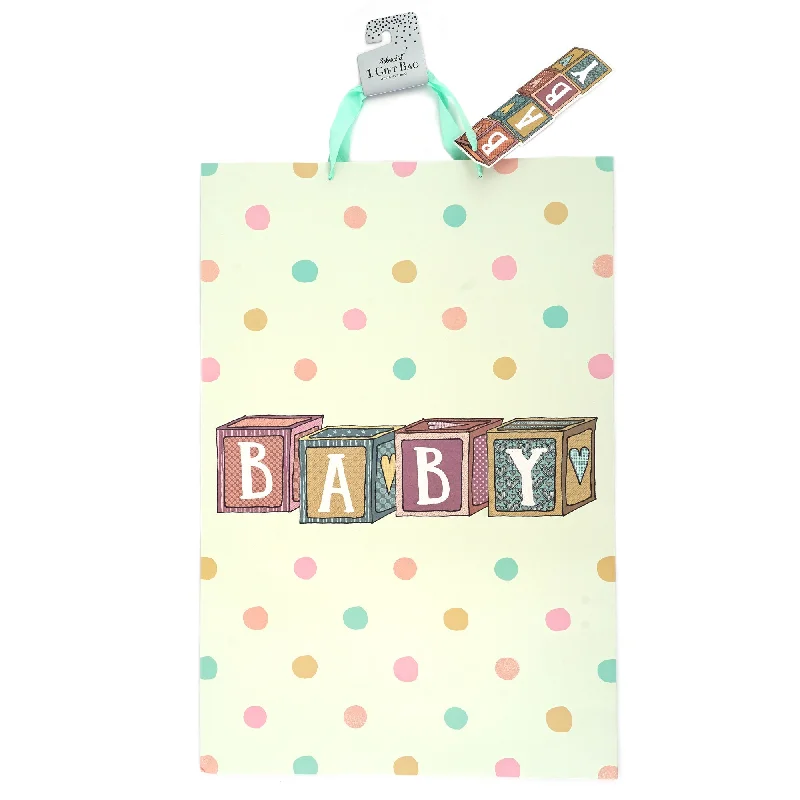 Retro - inspired shopping and gift bags with a bold color palette for nostalgiaSuper Giant Baby Blocks Party Glitter Gift Bag