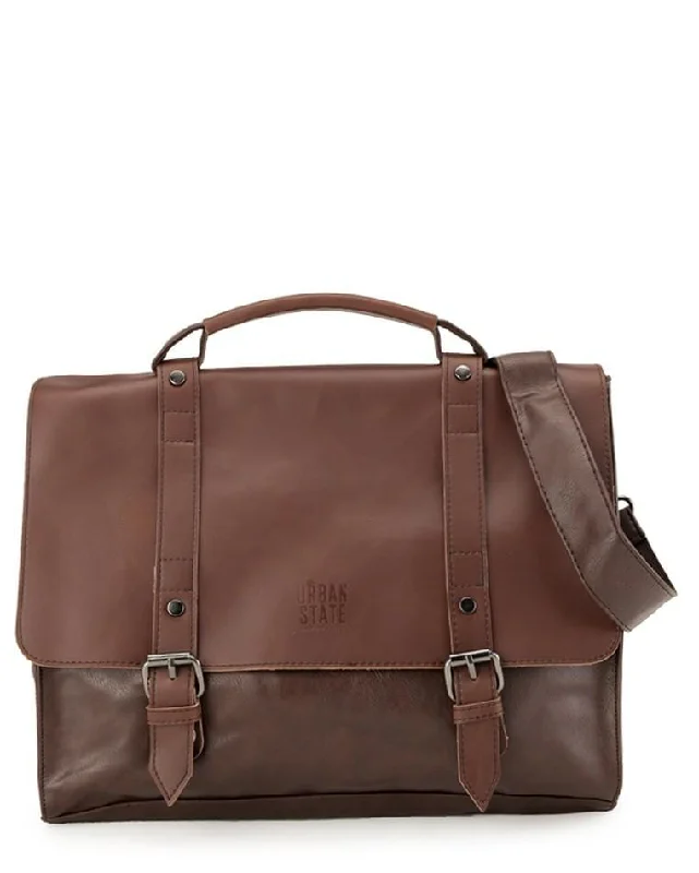 Leather laptop bag with hand-stitched details for a luxury touchDistressed Leather Compact Office Bag - Dark Brown