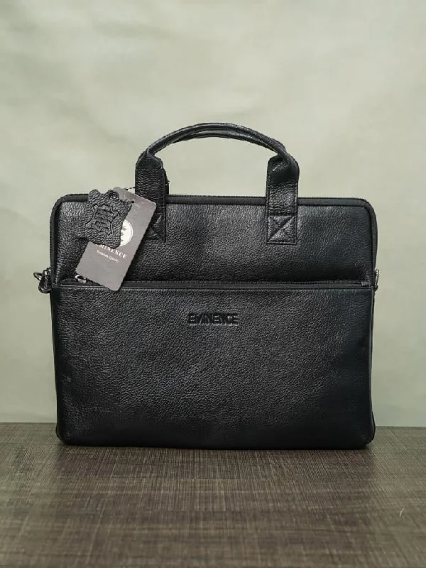 Waterproof laptop bag with a rain cover for outdoor enthusiastsLaptop Bag in Leather with Sleck Pattern  - Black - BCG0014