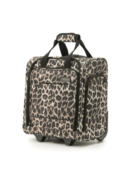 Expandable laptop bag to accommodate additional itemsTosca - AIR5055 Underseat Trolley case - Leopard