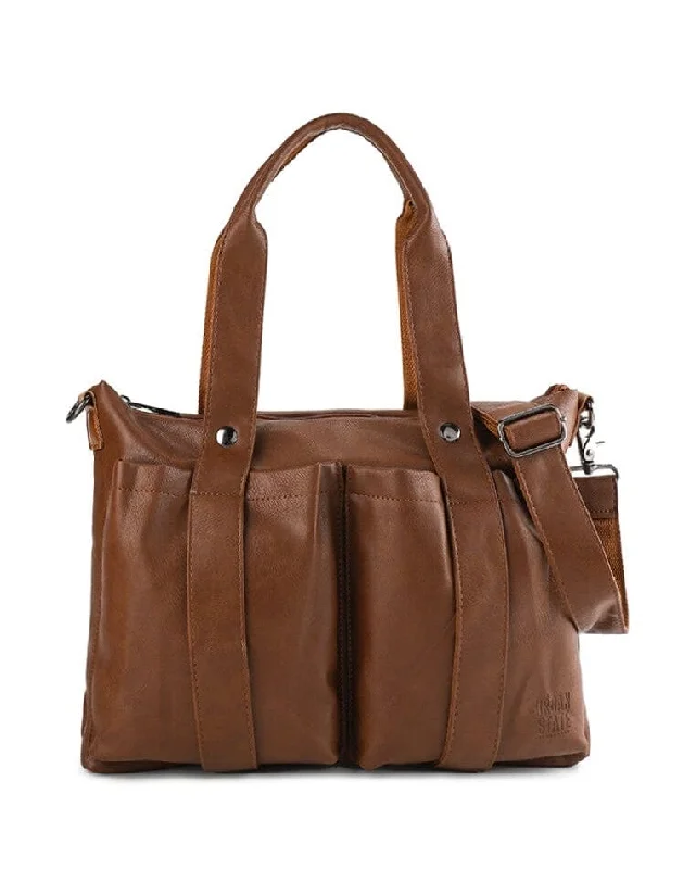 Leather laptop bag with hand-stitched details for a luxury touchDistressed Leather Carryall Messenger Bag - Camel