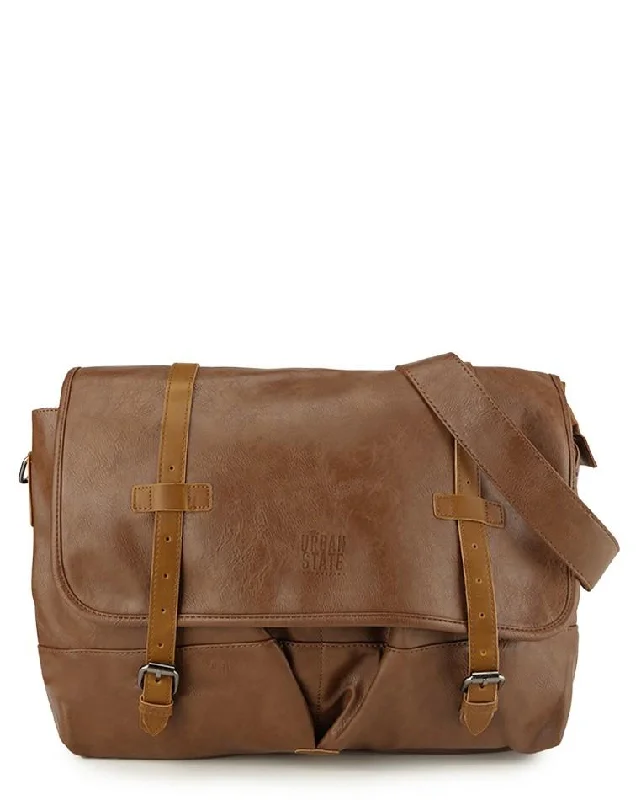 Compact laptop bag for 13-inch laptops for students and lightweight usersDistressed Leather Nomad Messenger Bag - Camel