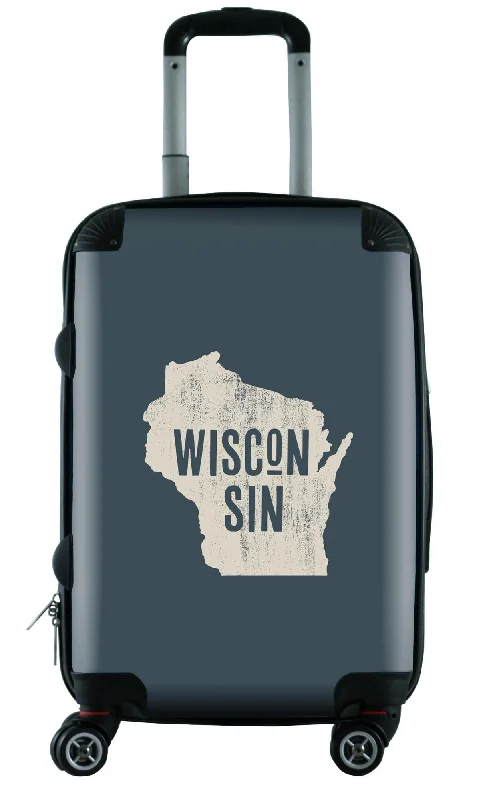 Lightweight luggage tags with personalized names and contact info for easy identification612 My Home State Wisconsin 20" Carry-On