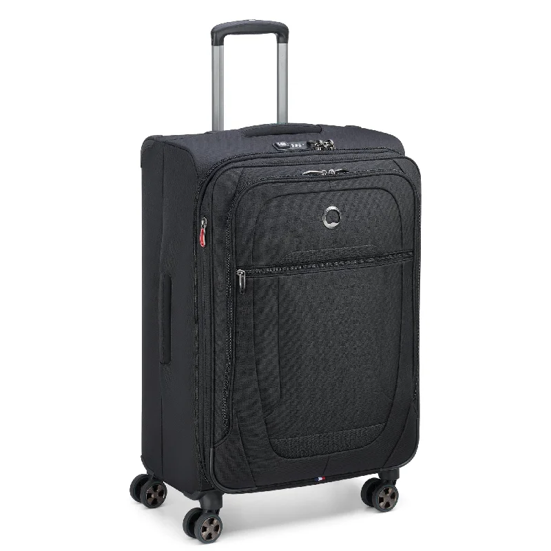 Waterproof luggage covers for protection against rain on outdoor tripsDelsey Helium DLX 25" Expandable Spinner Upright