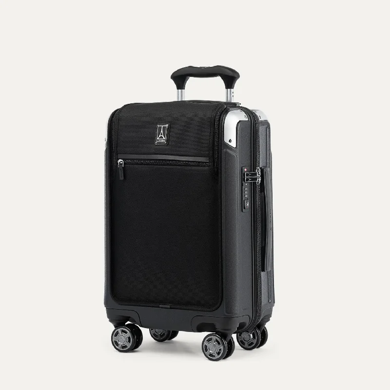 Travel bag with a retractable garment rack for easy unpackingPlatinum® Elite Carry-On Business Plus Hardside Spinner