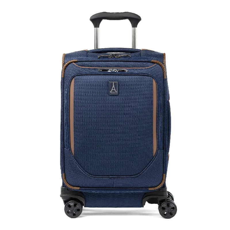 Leather luggage handles for a comfortable and stylish gripTravelpro Crew Classic Compact Carry-On Expandable Spinner