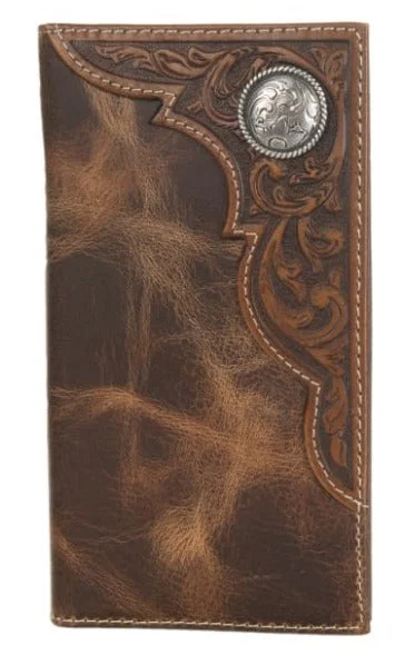 Money clips with magnetic closureARIAT Distressed Brown w/ Corner Tooled Overlay Wallet