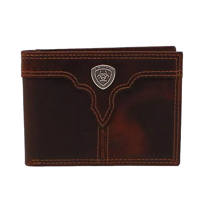 Lightweight money clips for travelARIAT Men's Center Bump Shield Brown Wallet