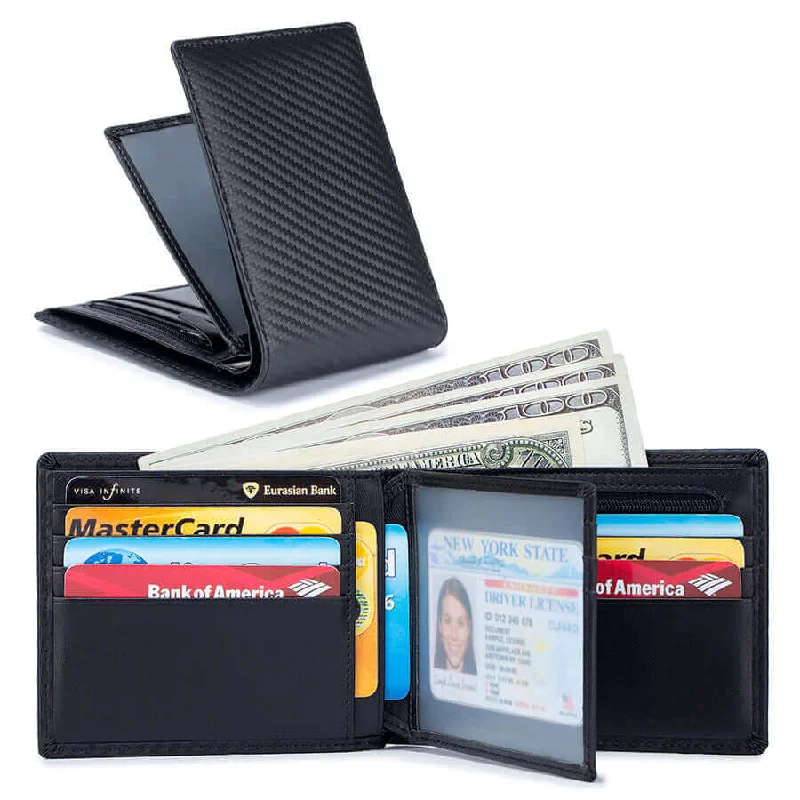 Personalized engraved money clips for menCarbon Fiber Leather RFID Short Wallet NZ