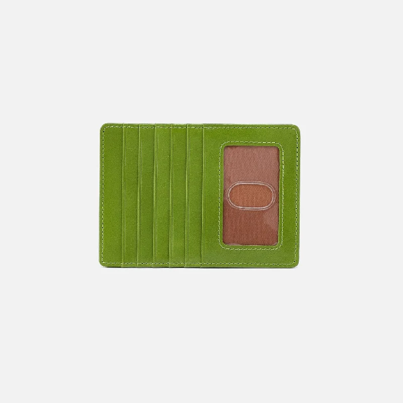 Best money clips for cash and cardsEuro Slide Card Case in Polished Leather - Garden Green