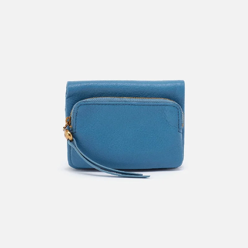 Money clips with built-in bottle openersFern Bifold Wallet in Pebbled Leather - Dusty Blue