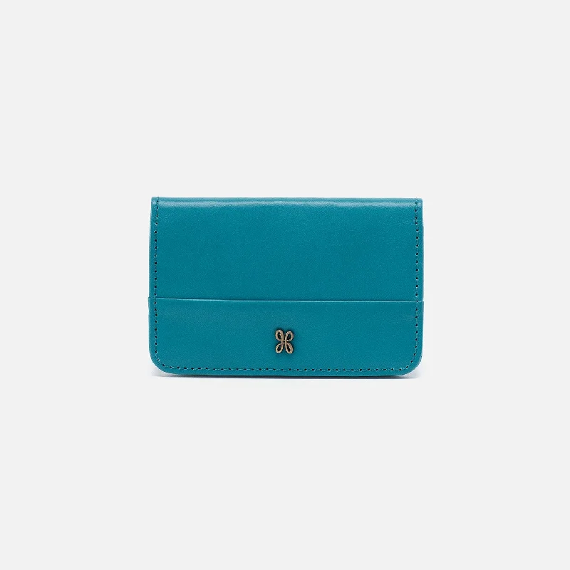 Money clips for women with sleek designsJill Mini Card Case In Polished Leather - Biscayne Blue