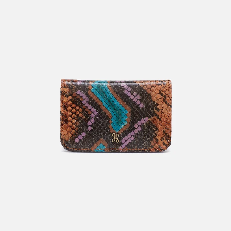 Luxury leather money clips with card slotsJill Mini Card Case In Printed Leather - Vivid Snake Print