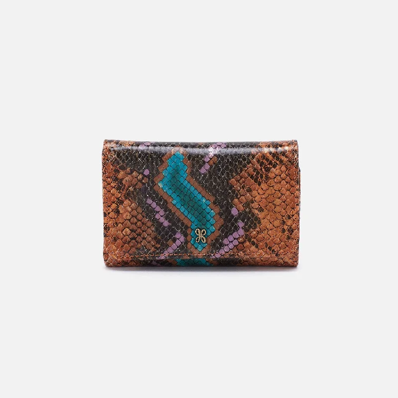 Luxury leather money clips with card slotsJill Trifold Wallet In Printed Leather - Vivid Snake Print