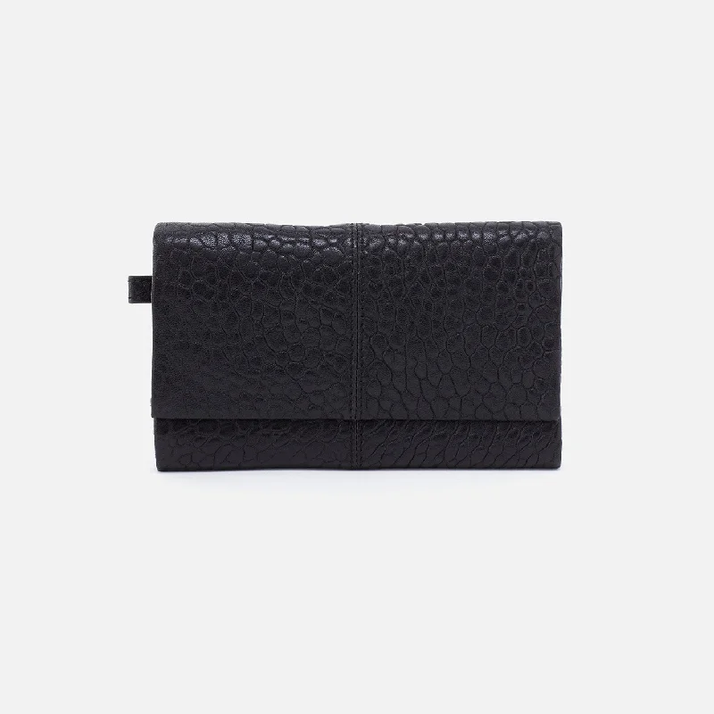 Custom money clips for corporate giftsKeen Continental Wallet in Bubble Pebbled Leather - Black