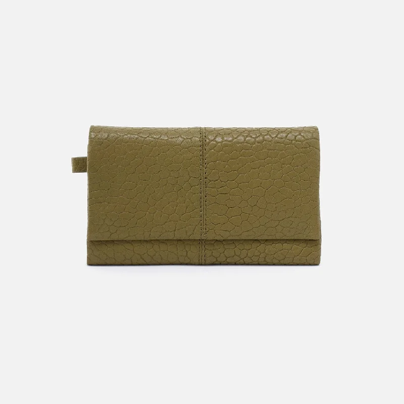 Luxury leather money clips with card slotsKeen Continental Wallet in Bubble Pebbled Leather - Green