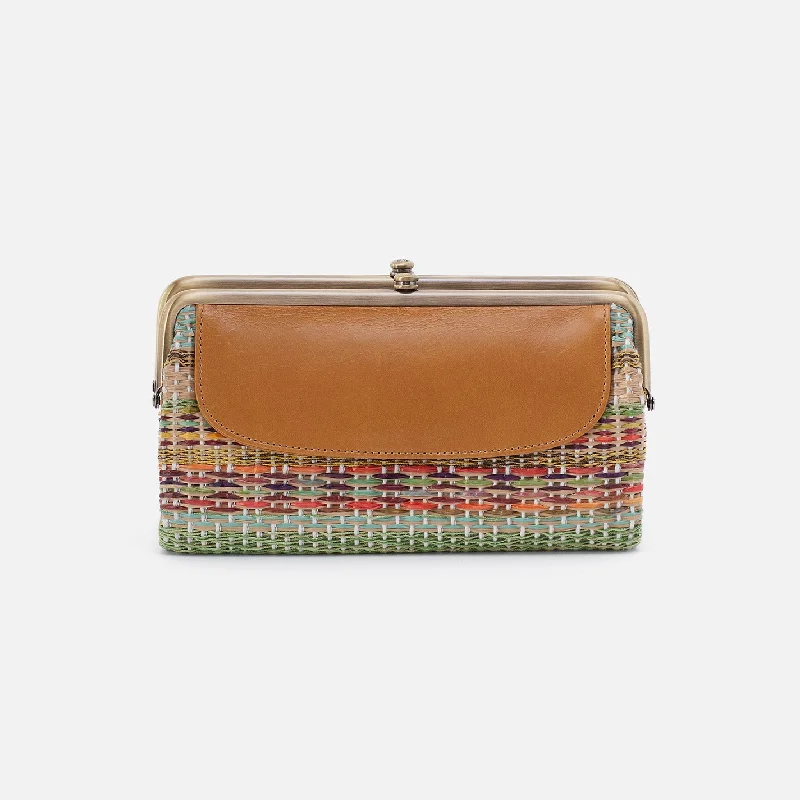 Luxury leather money clips with card slotsLauren Clutch-Wallet in Multi Weave With Leather Trim - Sea Dream Stripe