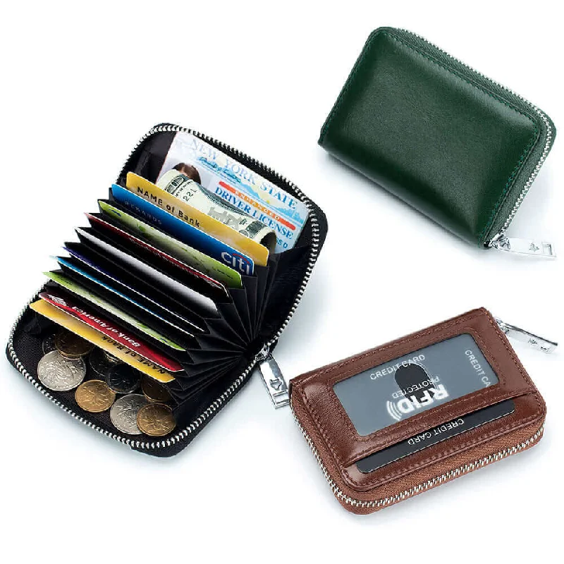 Stainless steel money clips for durabilityTransparent Window RFID Leather Card Holder Wallet