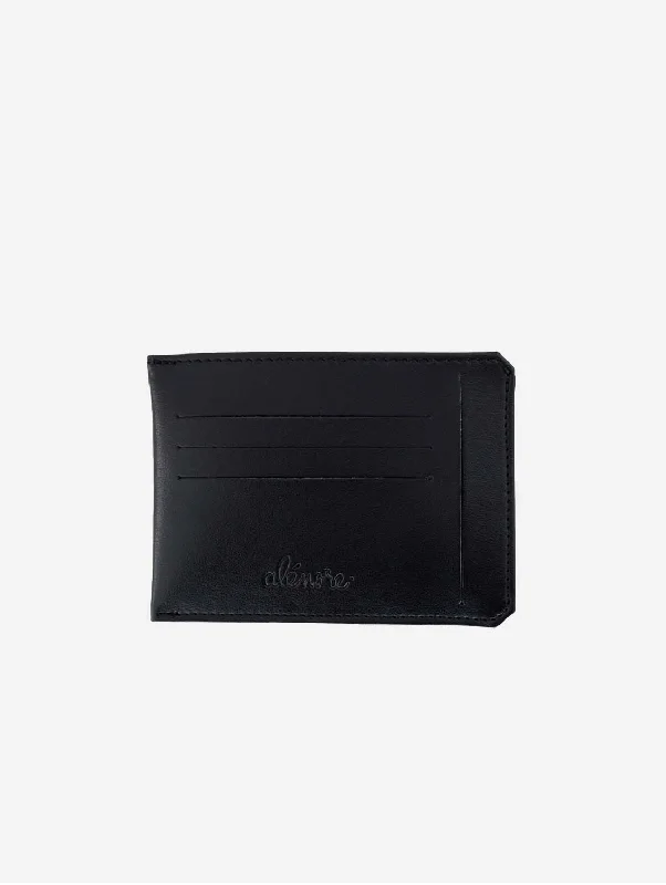 Custom money clips for corporate giftsJasmin Vegan Apple Leather Compact Wallet | Black