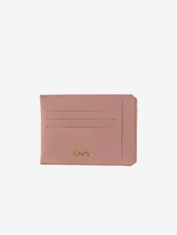 Luxury leather money clips with card slotsJasmin Vegan Apple Leather Compact Wallet | Old Pink