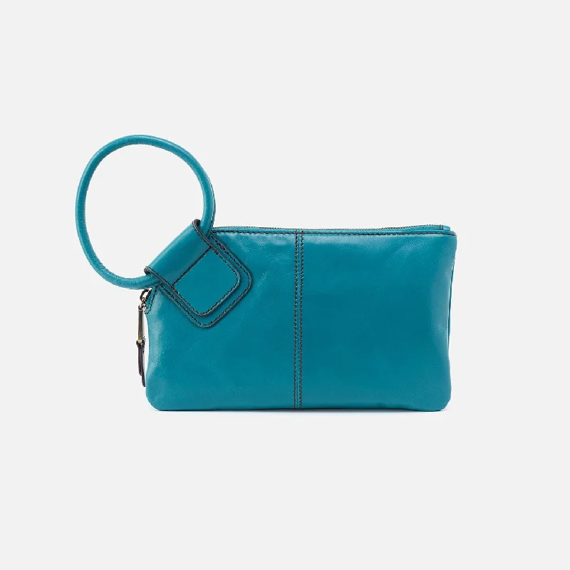 Slim money clips for minimalist walletsSable Wristlet In Polished Leather - Biscayne Blue