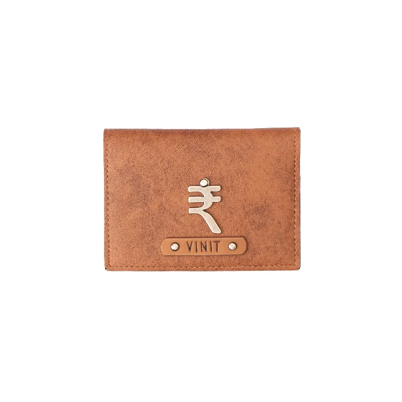 Silver-Plated Passport Covers & Wallets with Gemstone Accents for Elegant WomenCamel Brown Folding Card Holder