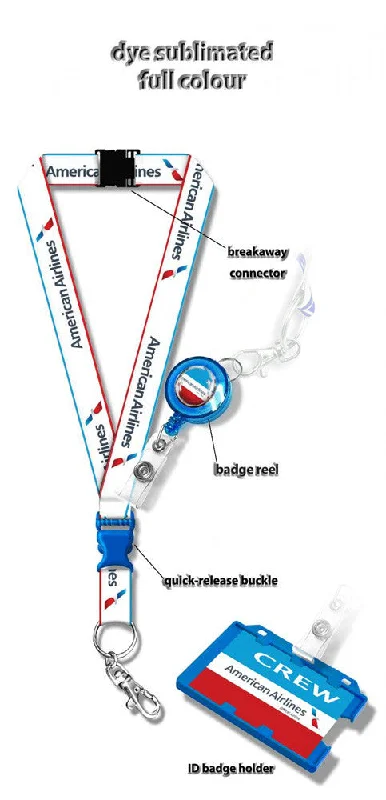 Colorful Floral-Printed Passport Covers & Wallets for Fashionable WomenAmerican Airlines Dye Sublimation Lanyard