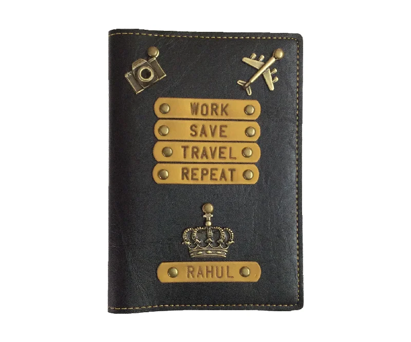 Cartoon-Themed Passport Covers & Wallets for Kids and Young AdultsWork Save Travel Repeat (HIM) - Customized Passport Cover