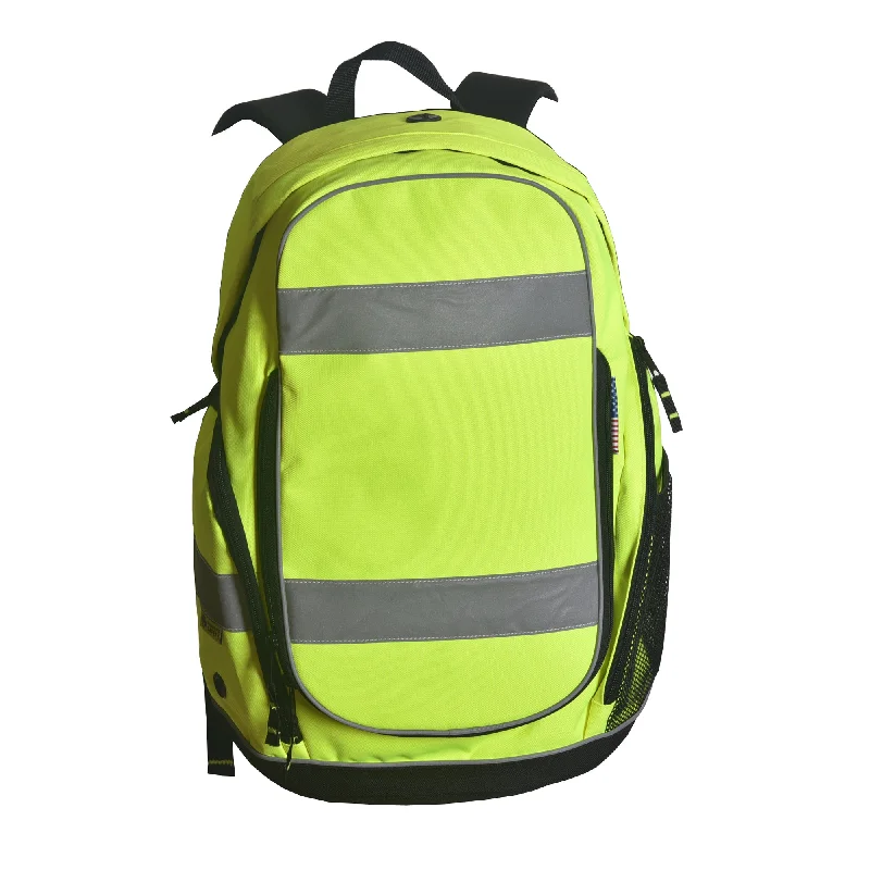 Men's smart backpack with integrated tracking device for security2W International Hi-Vis Backpack