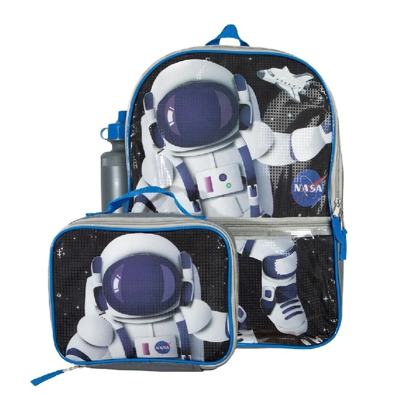 Lightweight nylon duffel travel bag with multiple exterior pockets for quick accessBioworld Nasa Astronaut Accessories 3-Piece Mega Set 16" Kids Backpack One Size - One Size