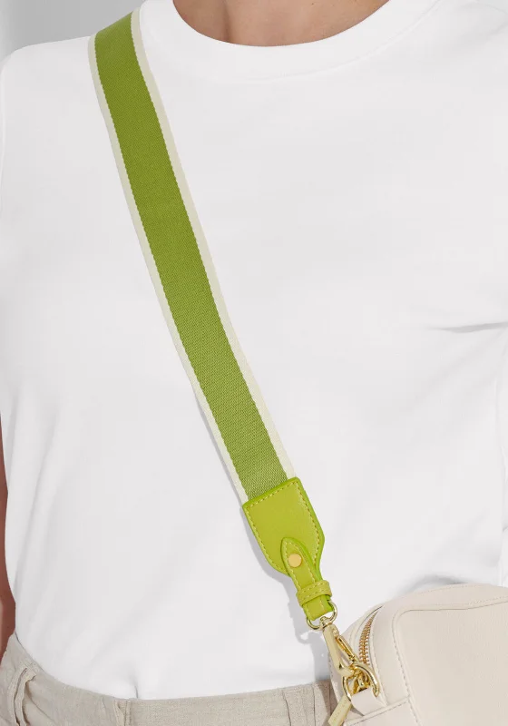 Men's crossbody bag with multiple interior pockets for organizationKatie Loxton Stripe Canvas Bag Strap, Lime Green