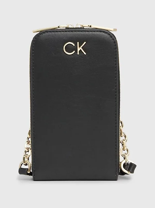 Designer men's crossbody bag with a unique pattern or logoCalvin Klein Smartphone Wallet Crossbody Bag, Black