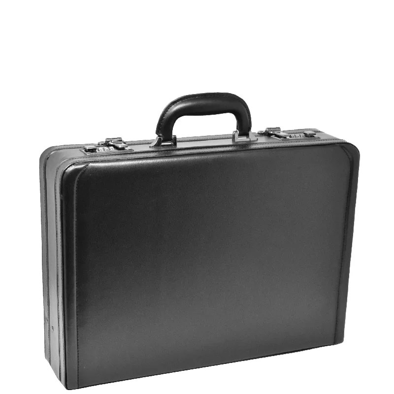 Luxury briefcases for women in the workplaceClassic Leather Look Attache Case HOL3296 Black