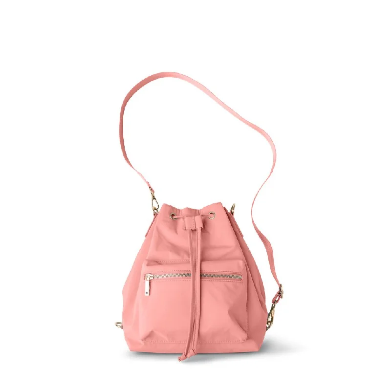 Men's anti-theft backpack with hidden compartments for urban travelKedzie : Aries 3-Way Convertible Bucket Bag in Pink