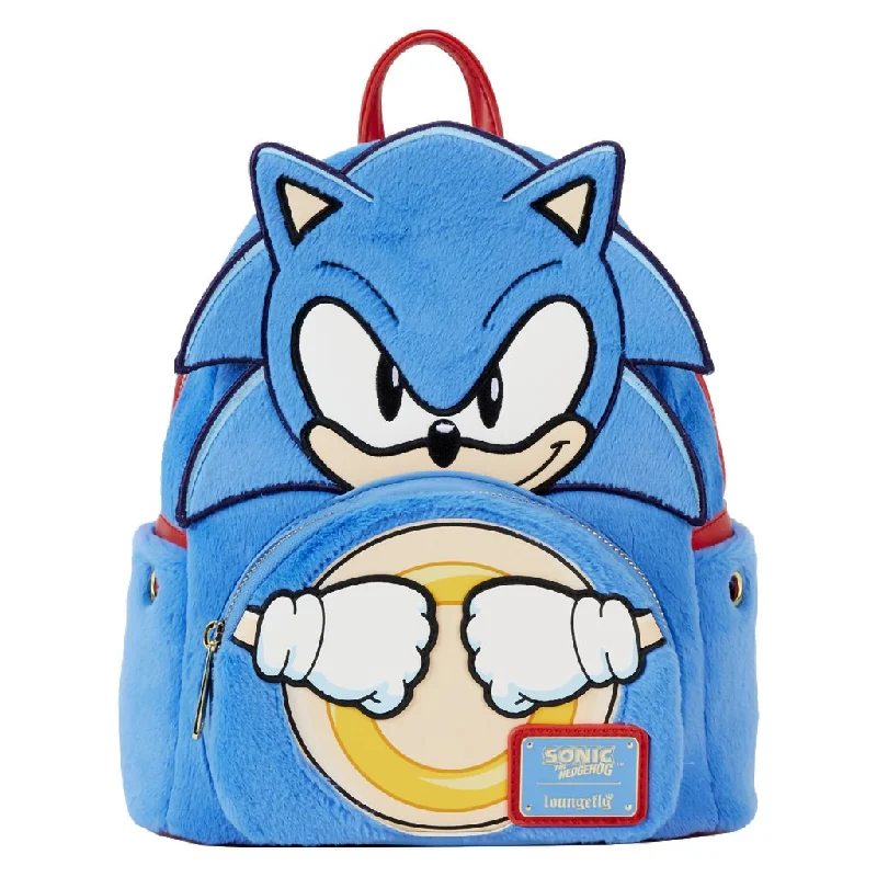 Men's smart backpack with integrated tracking device for securityLoungefly :  Sonic the Hedgehog Classic Cosplay Plush Mini Backpack