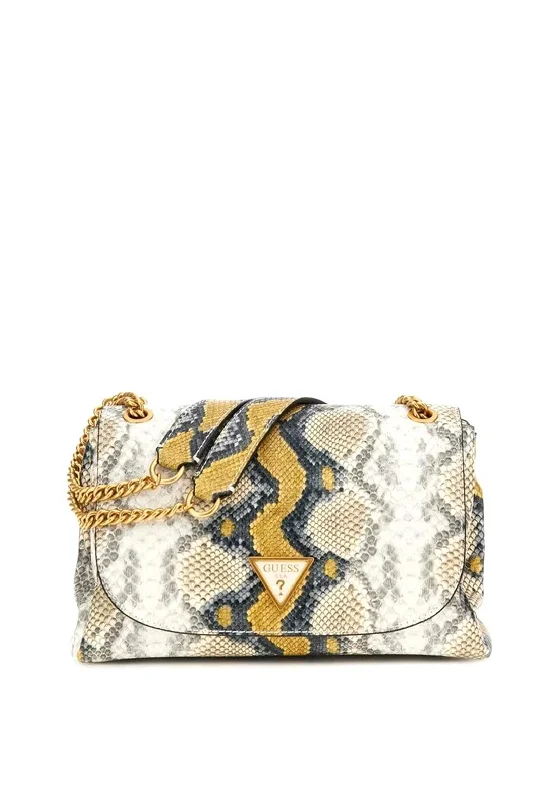 Men's crossbody bag with a hidden anti - theft pocketGuess Cosette Reptile Print Crossbody Bag, Yellow Multi