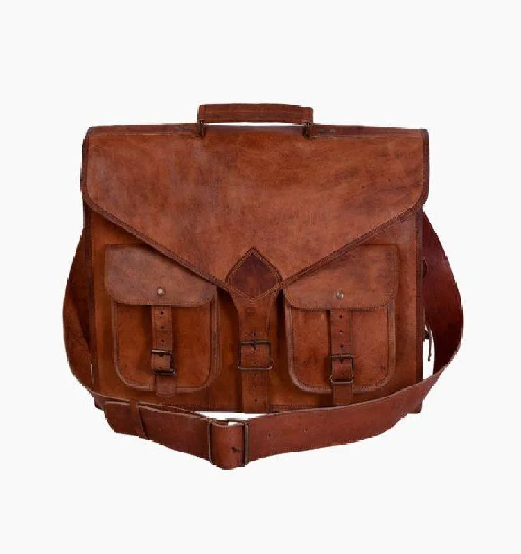 Eco-friendly briefcases made from sustainable materialsRustic Leather Messenger Bag