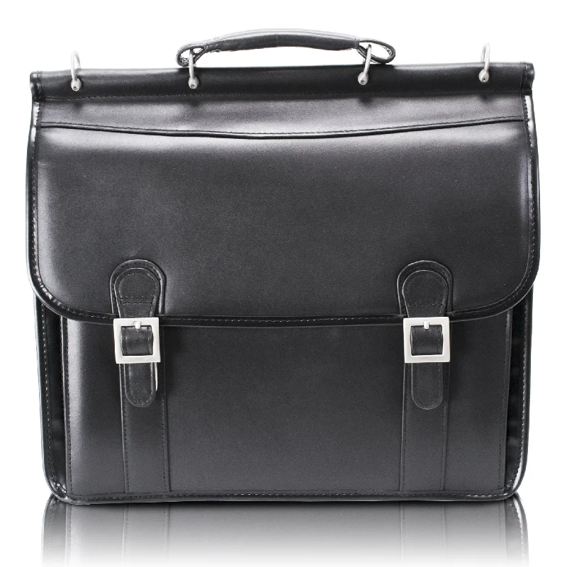 Vintage-style briefcases for a classic lookHALSTED | 15" Leather Double-Compartment Laptop Briefcase