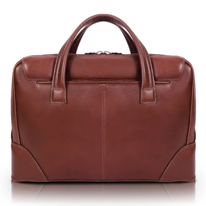 Customizable briefcases with monogramming optionsHARPSWELL | 17” Leather Dual-Compartment Laptop Briefcase