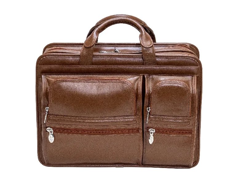 Durable briefcases for heavy-duty useHUBBARD | 15” Leather Dual-Compartment Laptop Briefcase