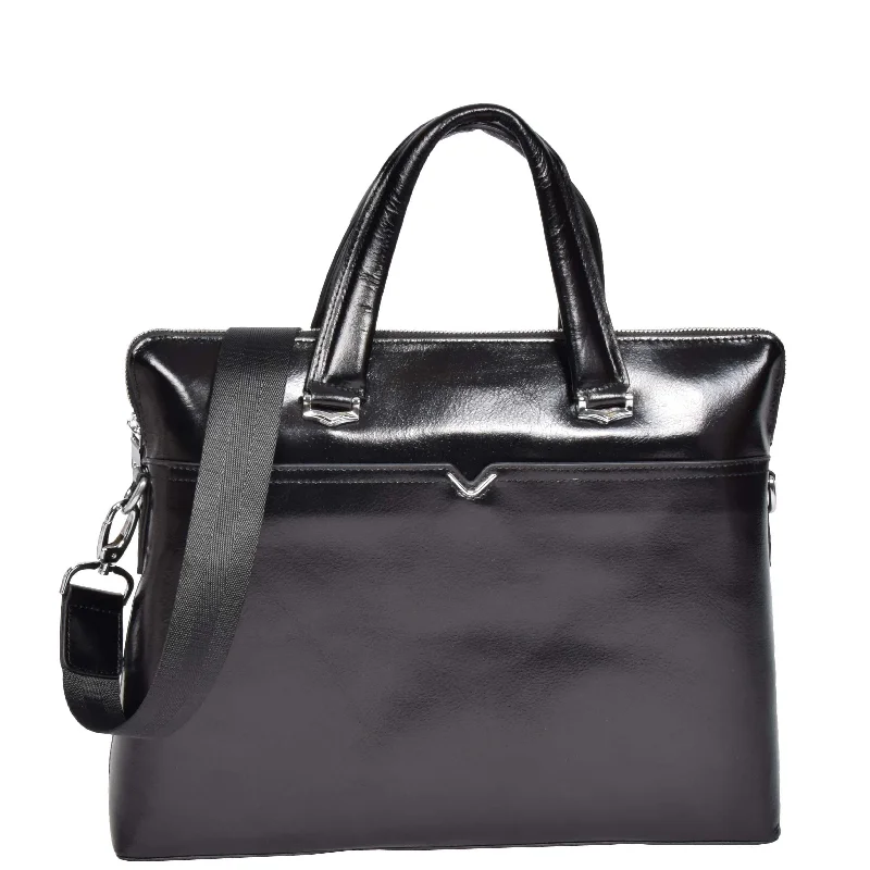 Stylish briefcases for modern professionalsItalian Leather Cross Body Briefcase H9891 Black