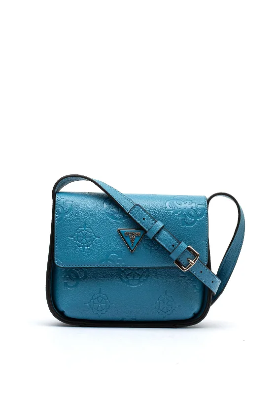 Men's crossbody bag with adjustable straps for a customized fitGuess Keandra 4G Peony Printed Crossbody Bag, Slate Blue