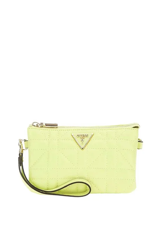 Vintage - inspired men's crossbody bag with a distressed finishGuess Latona Quilted Mini Crossbody Bag, Chartreuse