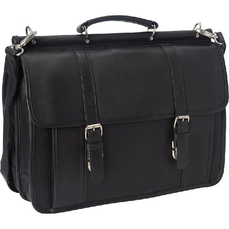 Rolling travel bag with adjustable telescopic handle for different user heightsLeDonne Leather Classic Dowel Rod Laptop Briefcase