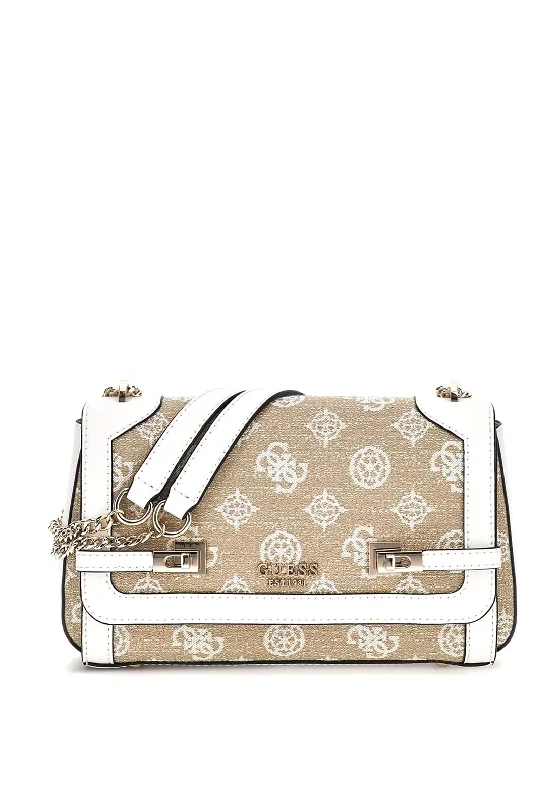 Canvas men's crossbody bag with a rustic, casual styleGuess Loralee 4G Peony Crossbody Bag, White Multi