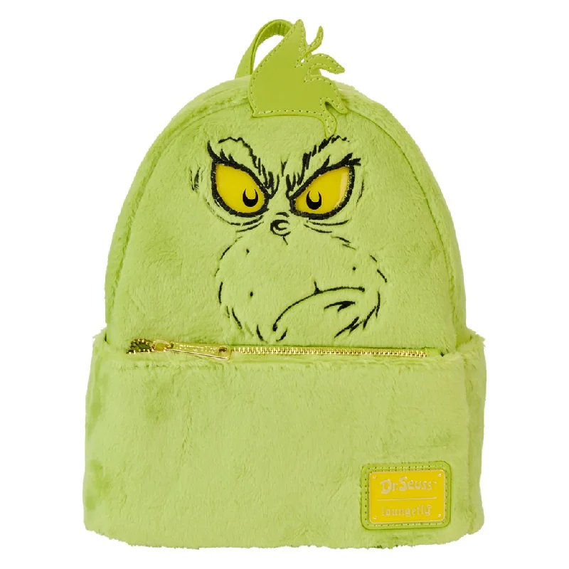 Men's anti-theft backpack with hidden compartments for urban travelLoungefly : Dr. Seuss' How The Grinch Stole Christmas! Plush Cosplay Light Up Mini Backpack