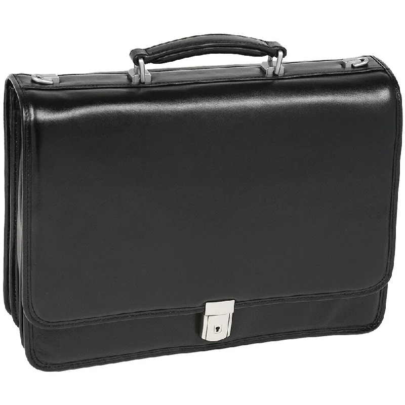 Compact carry - on travel bag with spinner wheels for easy maneuvering in airportsMcKlein Black River North Triple Compartment 17-inch Laptop Briefcase