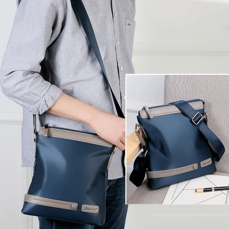 Men's crossbody bag with a built - in charging port for tech use on the goMen Oxford Waterproof Patchwork Business Crossbody Bag Shoulder Bag