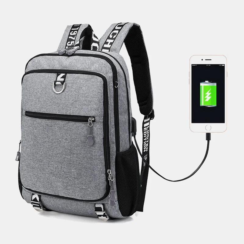 Men's hiking backpack with hydration bladder sleeve for staying hydratedMen USB Charging Port Large Capacity 16 Inch Multifunction Backpack Casual Bag