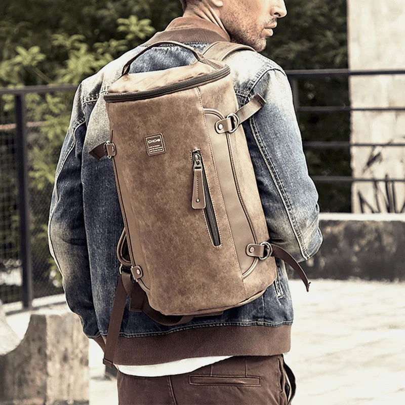 Men's backpack with USB charging port for tech-savvy guysMen Vintage Large Capacity Backpack Casual Travel Bag